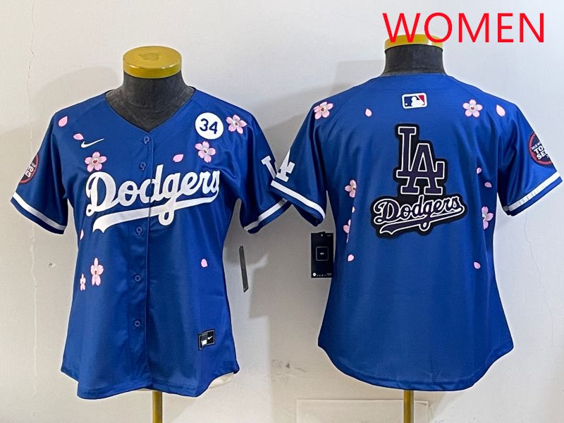 Women Los Angeles Dodgers Blank Blue Sakura Edition 2025 Nike MLB Jersey style 22